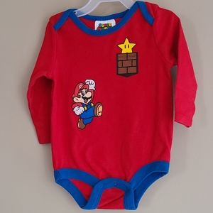 Super Mario red long sleeved onesie/bodysuit
